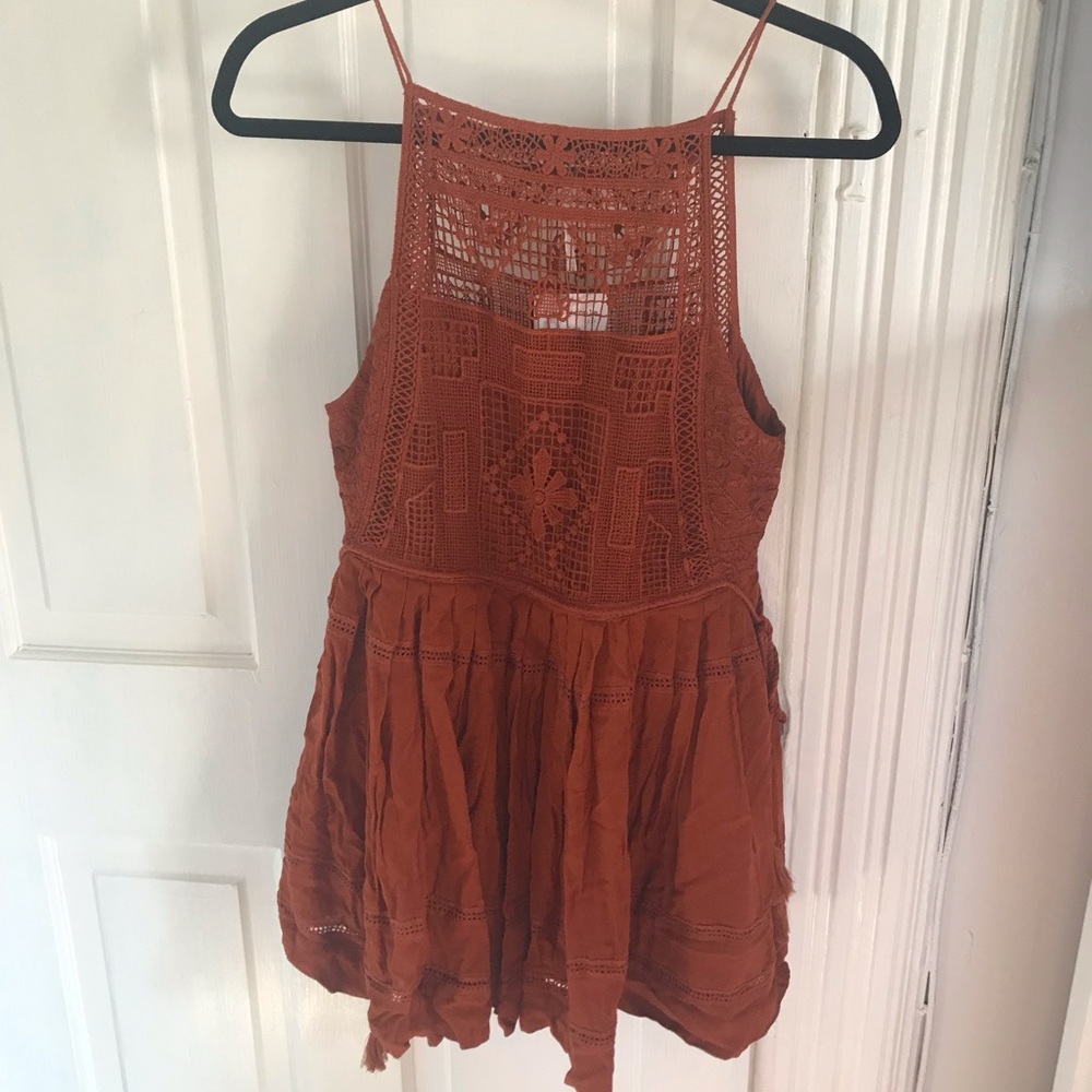 Free People Crochet Copper Top